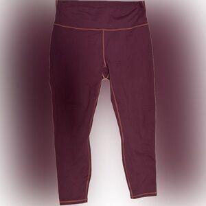 Fabletics Maroon Leggings with Contrast Stitching | Sz XL